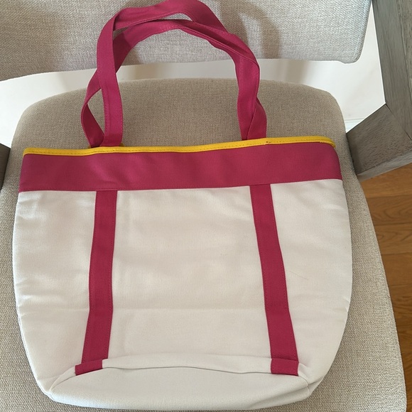 Escada canvas white/pink tote bag with yellow nylon lining. New. - Picture 3 of 4